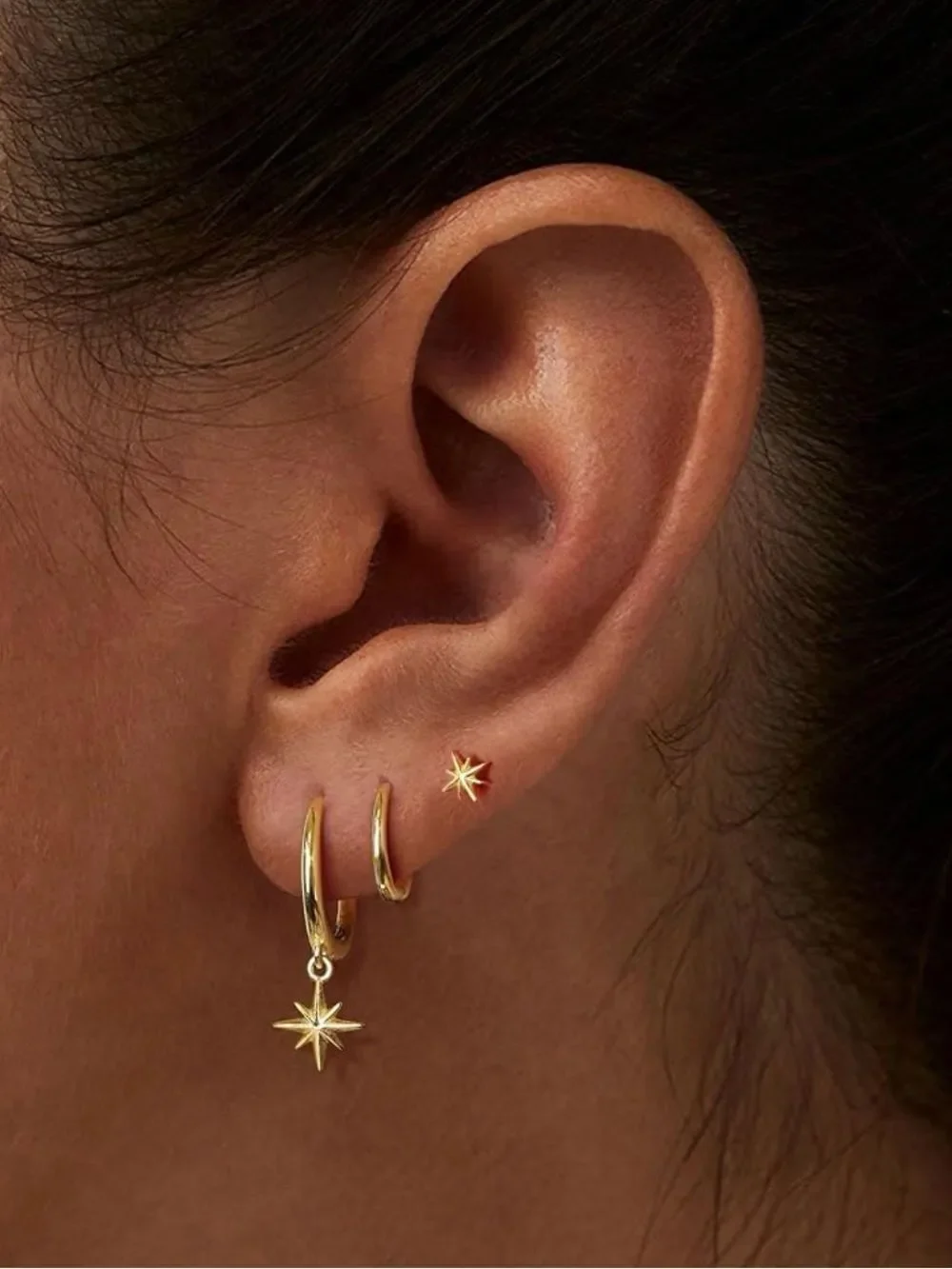NEW 14K Gold Plated Hypoallergenic Dangle Huggie Hoop Earrings